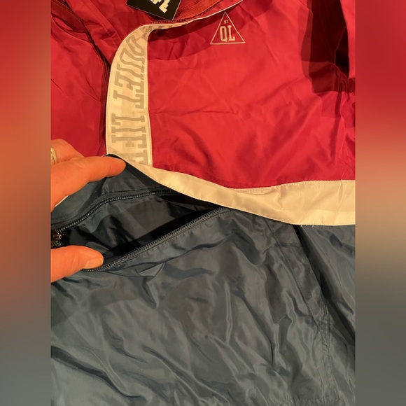 NWT The Quiet Life Men’s Hoodie, size medium, teal/burgundy color block, 1/2 zip - Picture 6 of 8